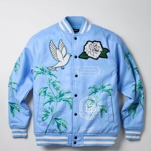 Mens All We Trust Is Us Wool Varsity Jacket